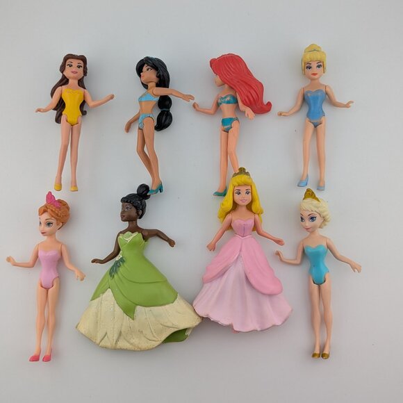 Set of 8 Disney Princess Mini Dolls – Mixed Lot with Dresses & Bodysuits - Picture 3 of 8